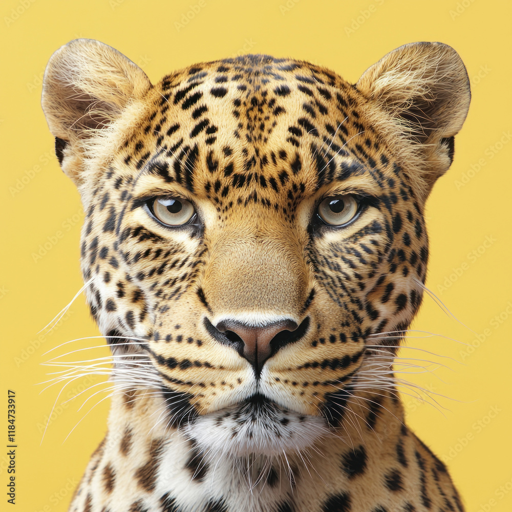 Fototapeta premium A majestic leopard portrait showcasing its stunning features and unique patterns.