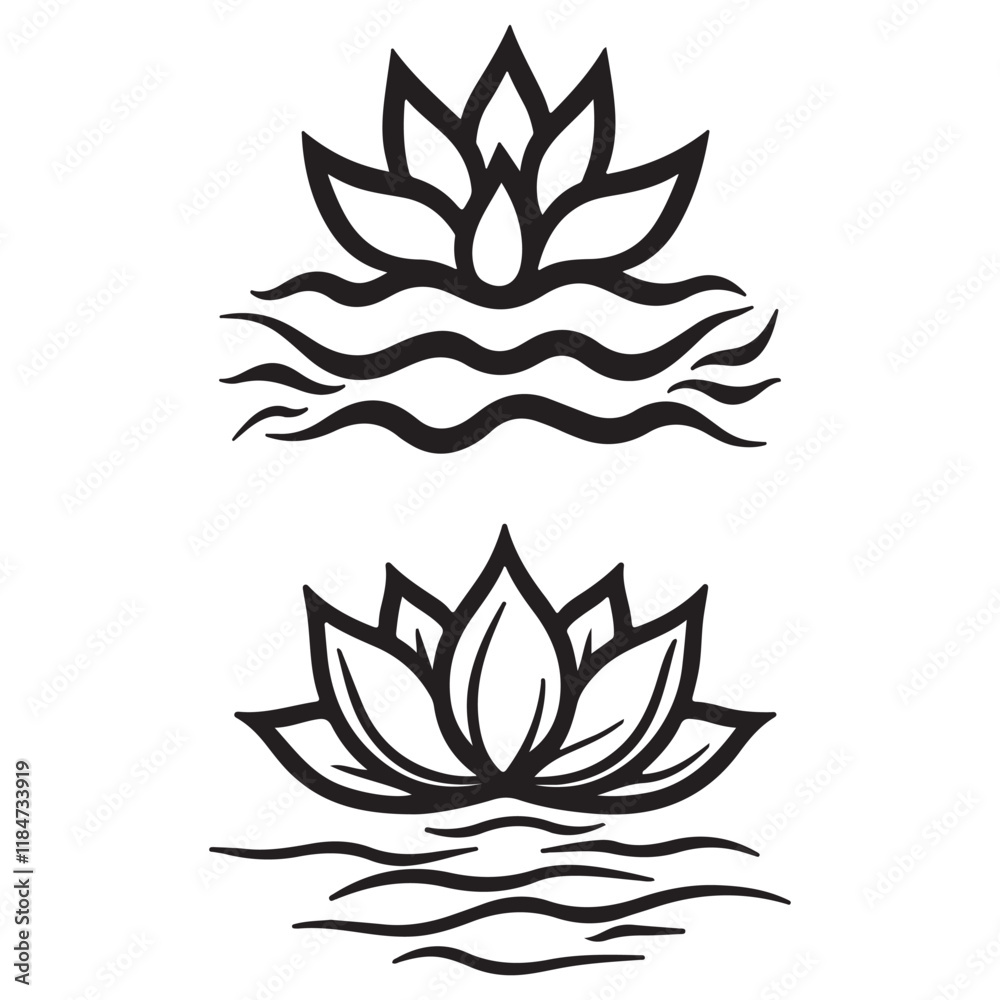 Lotus Flower Icons: Minimalist Black & White Sacred Geometry Designs for Zen and Spiritual Art Lotus Flower Icons: Minimalist Black & White Sacred Geometry Designs for Zen and Spiritual Art
