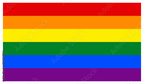 Full frame of rainbow flag, LGBTQ colors flag. Love, freedom, support and rights realistic vector illustration.