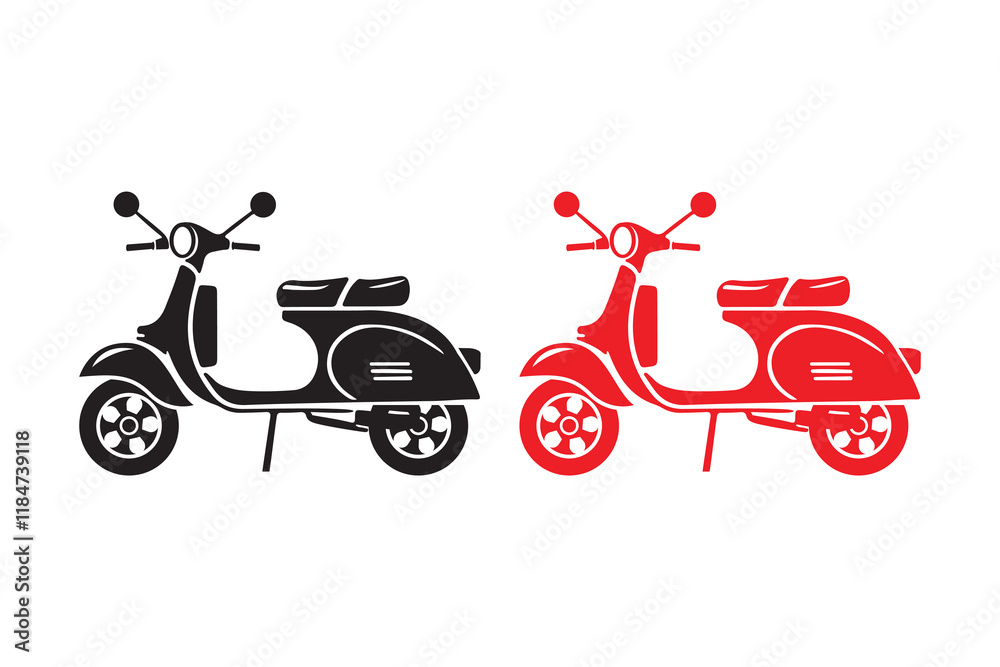 scooter silhouette vector on white background , Old scooter silhouette, Classic scooter silhouette scooter silhouette vector on white background , Old scooter silhouette, Classic scooter silhouette