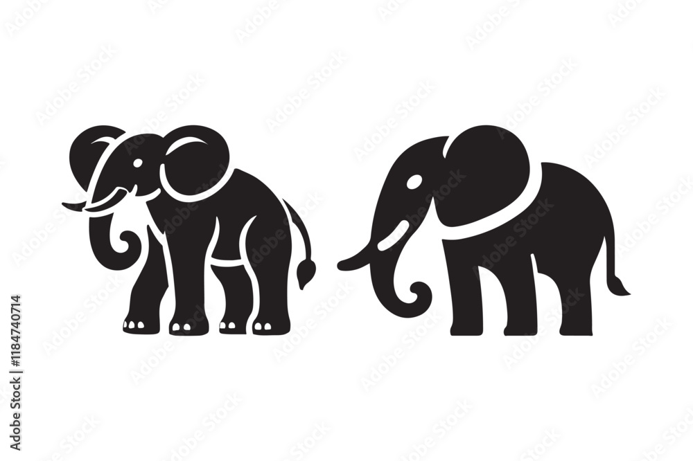 Obraz premium Elephant Silhouette Vector Art for Logos and Wildlife Designs