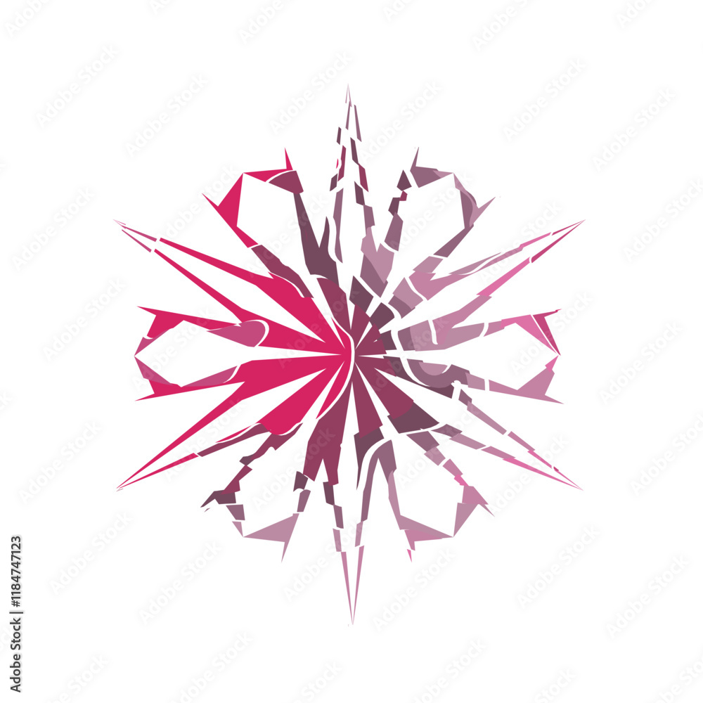 Author's design of white hexagonal vector snowflake made of wavy elements Author's design of white hexagonal vector snowflake made of wavy elements