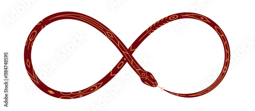 snake infinity line. 2025 Chinese Lunar New Year vector illustration isolated on white background