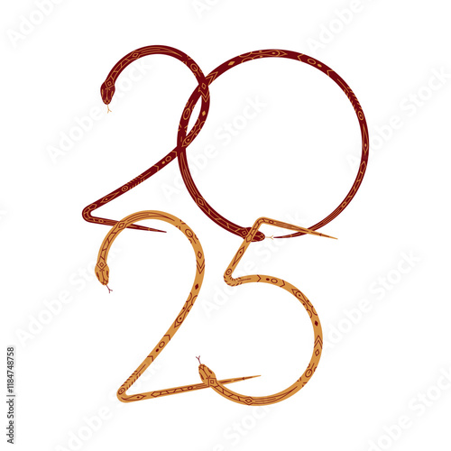 Happy chinese new year 2025 the snake zodiac sign. Happy Lunar New Year 2025 Year of the Snake vector illustration