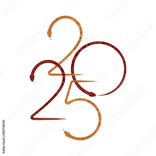 Happy chinese new year 2025 the snake zodiac sign. Happy Lunar New Year 2025 Year of the Snake vector illustration