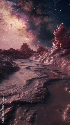Dreamlike scenery of blossoms and starry heavens photo