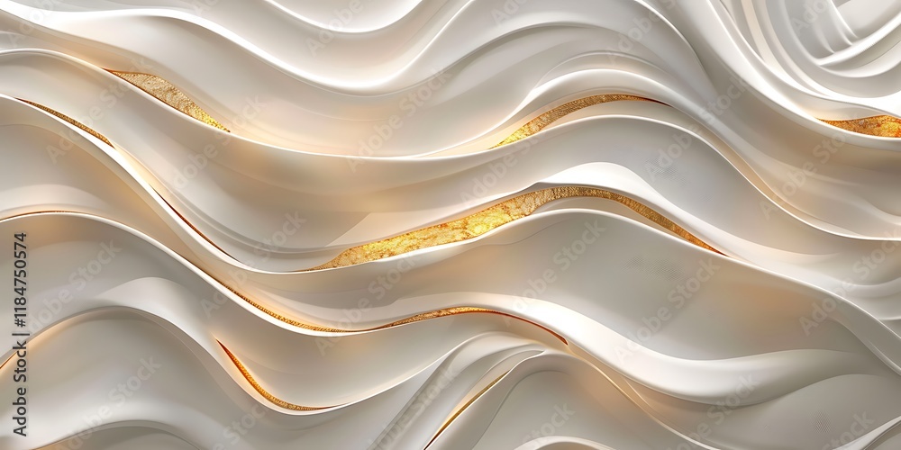 Obraz premium 3d white gold waves wallpaper