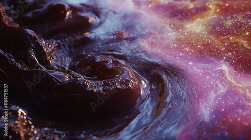 Pink petal river flows beneath celestial brilliance photo