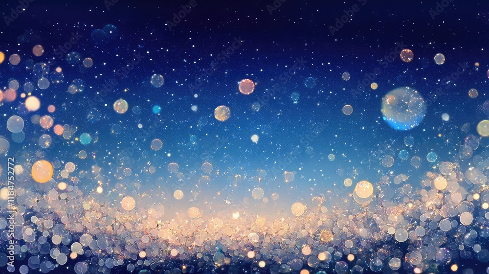 Transparent bubbles filled with glitter particles against a starry night sky, sparkling and enchanting, colorful bubbles, cosmic dream Transparent bubbles filled with glitter particles against a starry night sky, sparkling and enchanting, colorful bubbles, cosmic dream