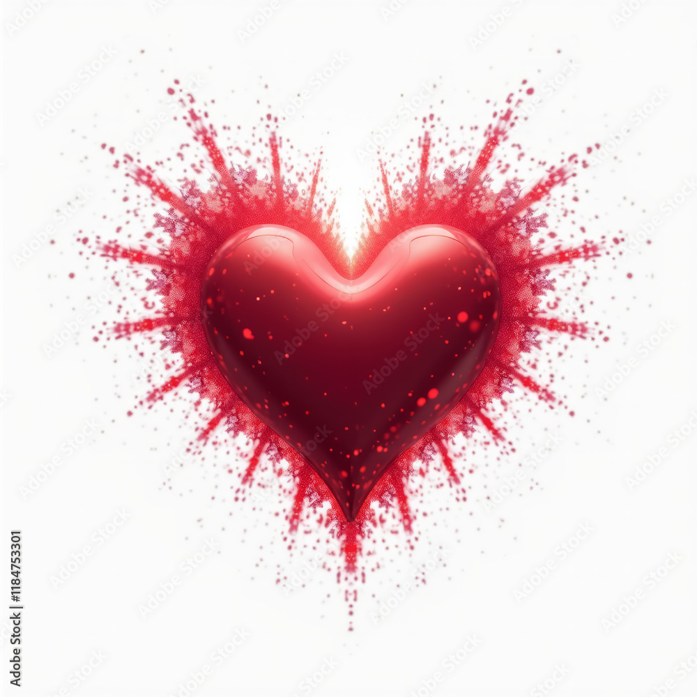 Floating Heart Hologram with Sci-Fi Particle Trails Floating Heart Hologram with Sci-Fi Particle Trails