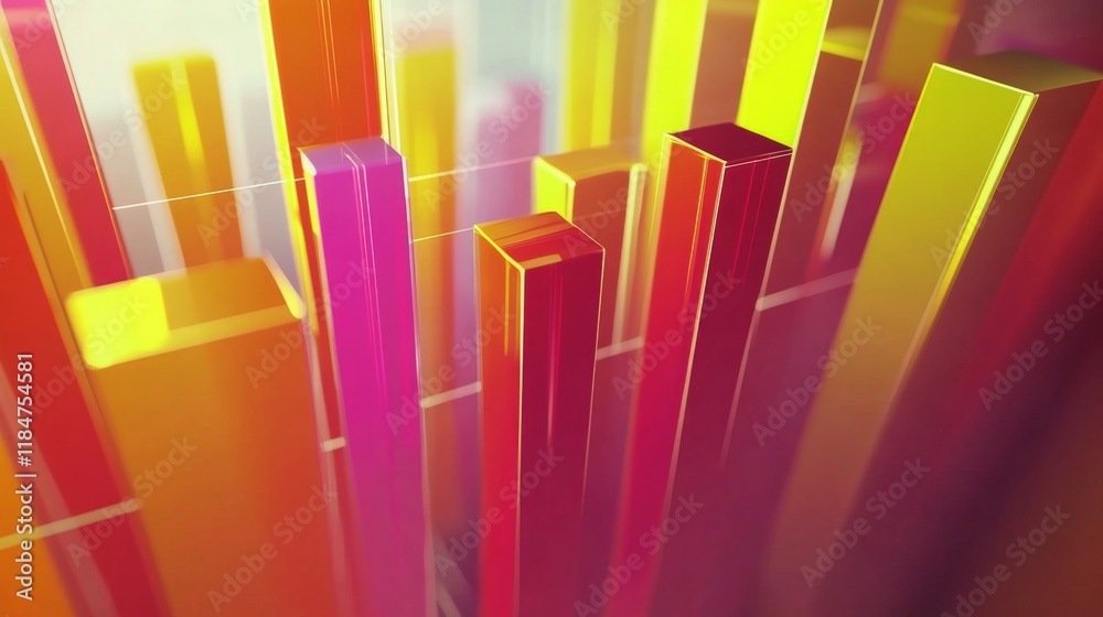 Obraz premium A sophisticated D financial bar chart with animated transitions between different data sets, showcasing the dynamics of market changes over a specified period.