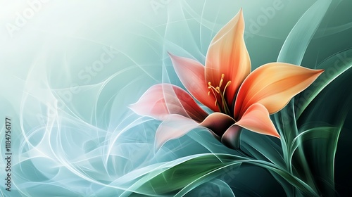 Wallpaper Mural Abstract Orange Lily Flower with Flowing Veils Torontodigital.ca