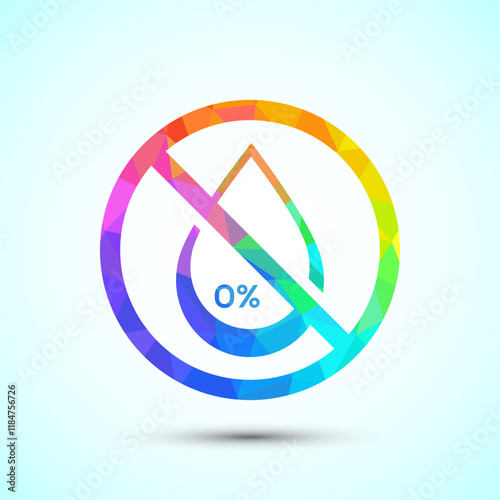 Alcohol free icon design illustration, No alcohol sign badge, logo, icon low poly style