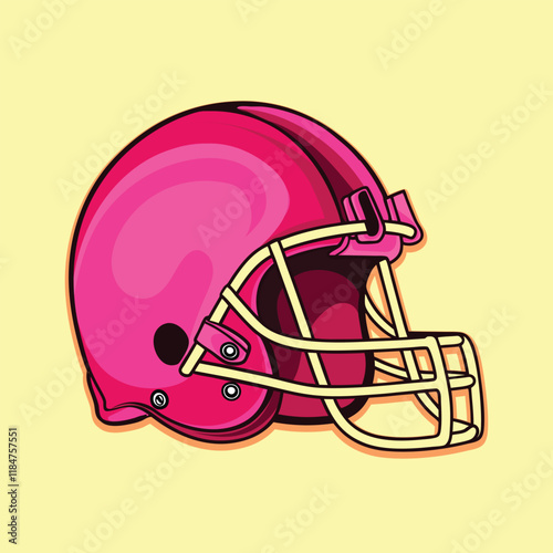 American Football  Helmet Pink color illustratin design