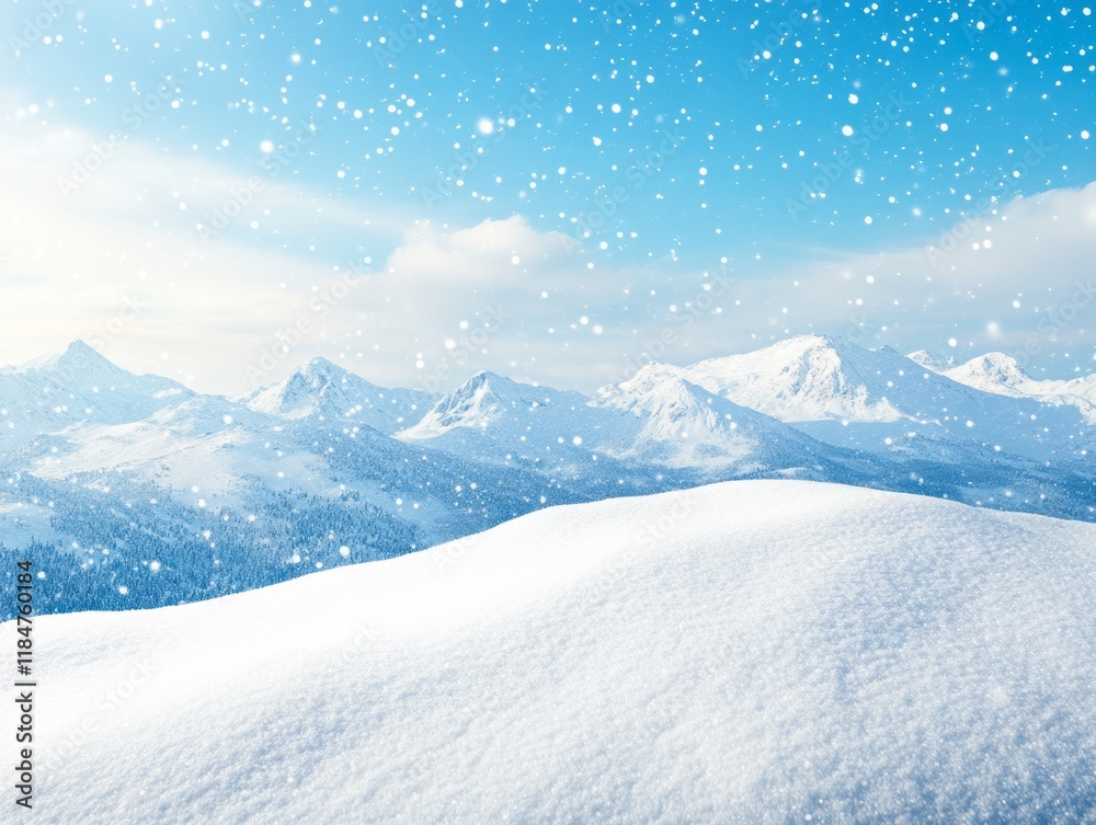 Obraz premium Snow covered mountain range under a blue winter sky