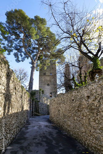 Fototapeta Naklejka Na Ścianę i Meble -  A small street in the ancient village of Ravello, a town in the province of Salerno, Italy.