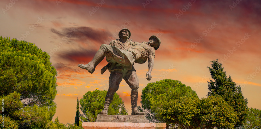 A monument to the Turkish soldier who carried the wounded Australian officer and helped, Gallipoli