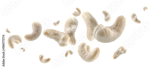 Wallpaper Mural Cashew nuts fly and levitate in space. Volumetric back light. Isolated on white Torontodigital.ca