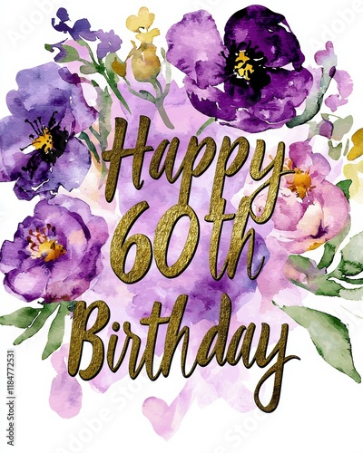 Elegant golden birthday card design with floral accents for a 60th birthday celebration
