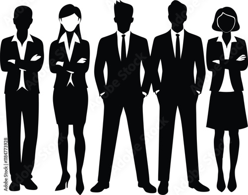 business people silhouette flat vector illustration