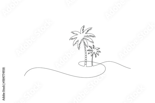 palm tree continues line drawing vector illustration