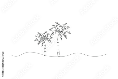 palm tree continues line drawing vector illustration