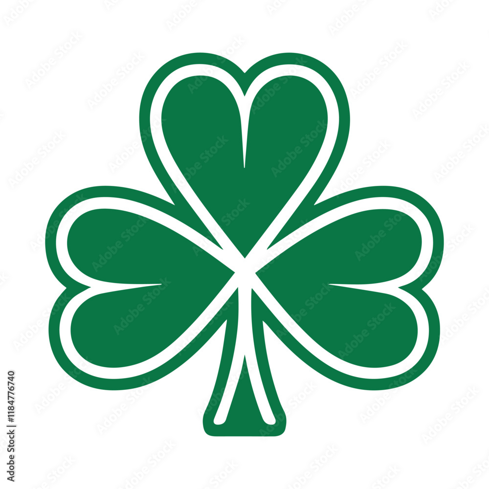 Stylized Clover Illustrations and Shamrock Designs for St. Patrick's Day in Green and White