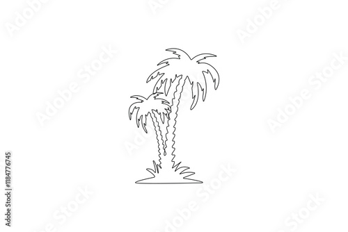 palm tree continues line drawing vector illustration