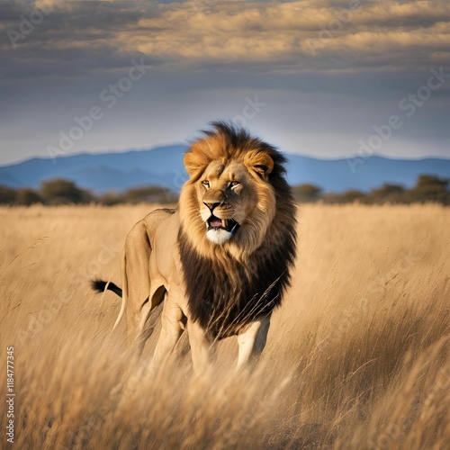 lion in the savannah