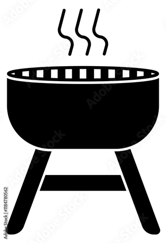 black icon of barbecue or grill no background