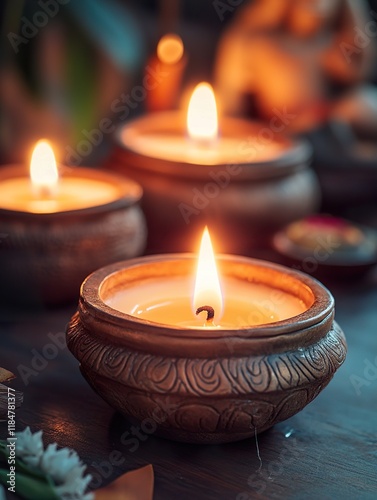 Rustic Background: Swami Vivekananda with Candles photo