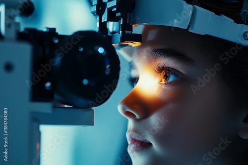 Ophthalmologist checks children with low vision, concept of visual impairment in children