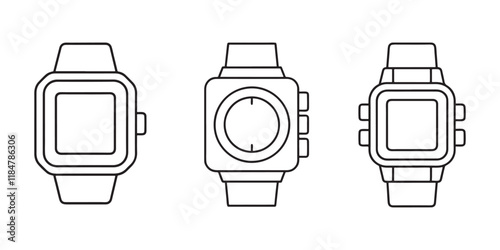 Smart Watches outline vector Icons Isolated on White Background