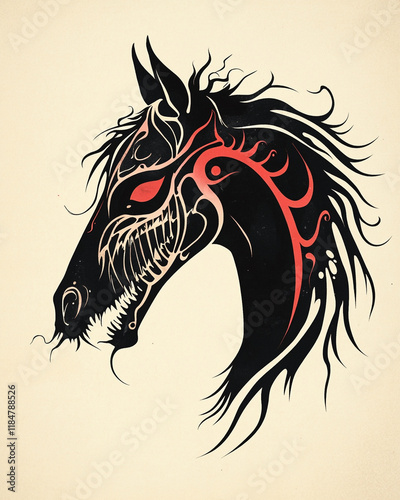 Wallpaper Mural Tribal Horse aggressive illustration Torontodigital.ca