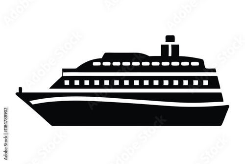 Luxury Cruise Ship Silhouette - High-Quality Vector Illustration