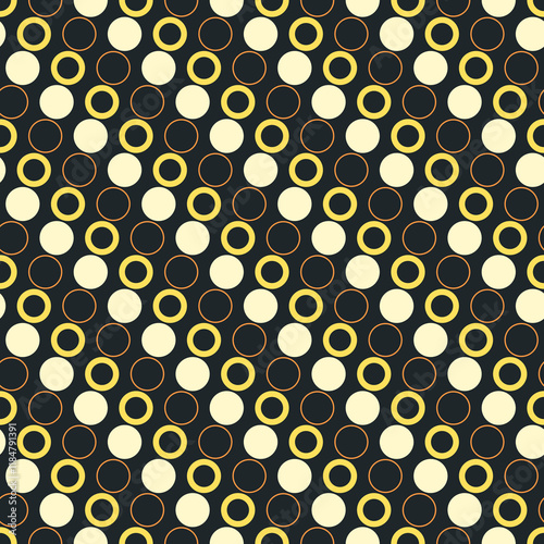 Yellow, orange, gray colors seamless pattern with circles