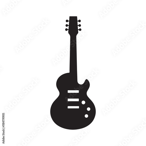 vector of black silhouette of guitar

