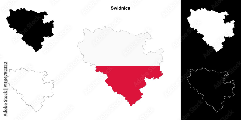 Fototapeta premium Swidnica county outline map set