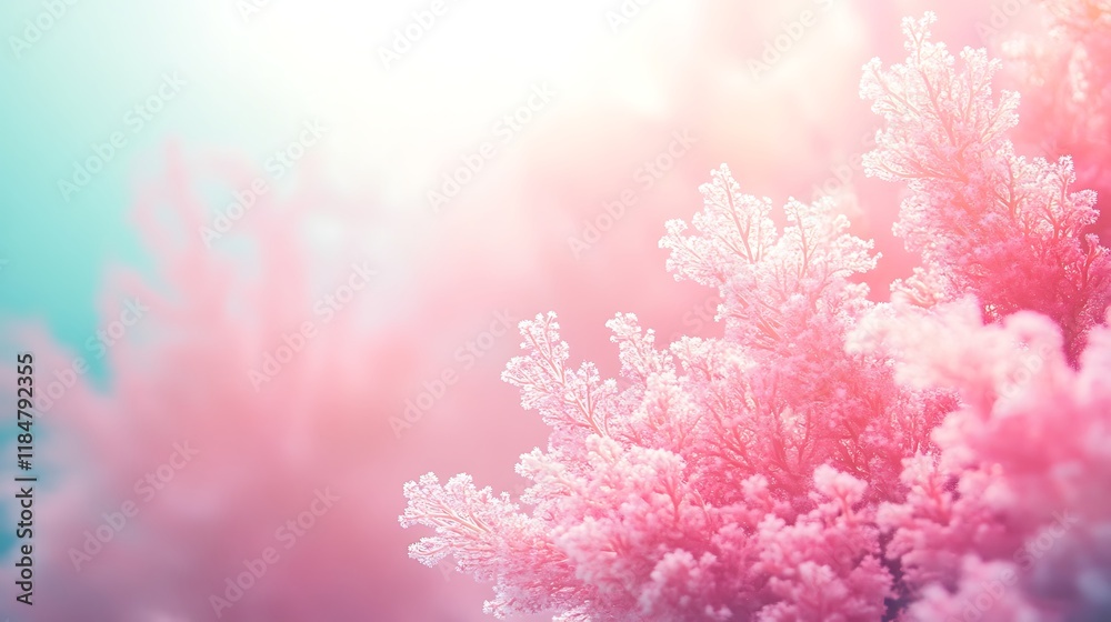 Naklejka premium Pastel Pink Frost Covered Branches Winter Scene
