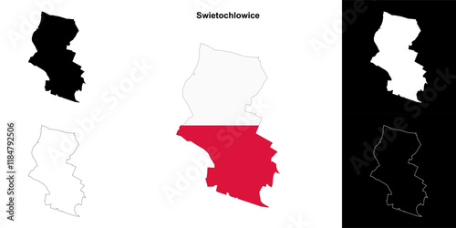 Swietochlowice county outline map set
