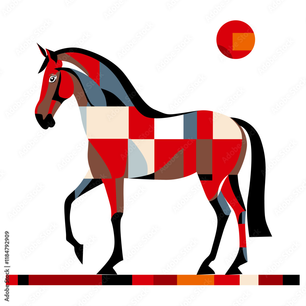 Horse illuatration in flat style. Design for cards, banners, books, booklet Horse illuatration in flat style. Design for cards, banners, books, booklet
