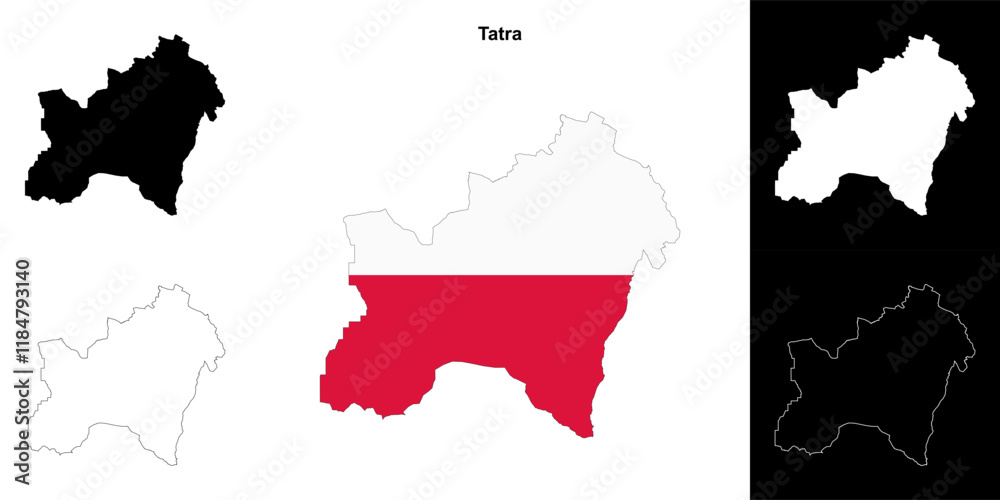 Fototapeta premium Tatra county outline map set