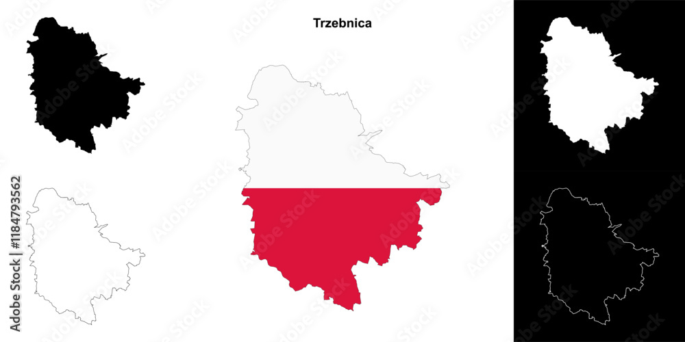 Fototapeta premium Trzebnica county outline map set
