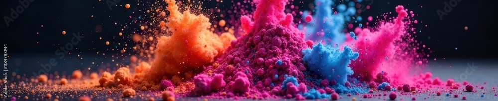 Fototapeta premium Multicolored powder explosion, stark contrast, colored, element, background