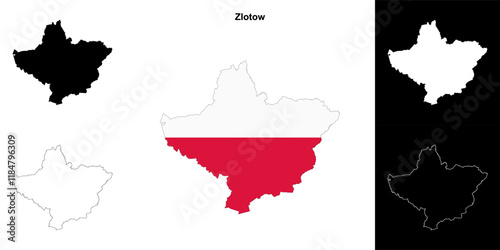 Zlotow county outline map set