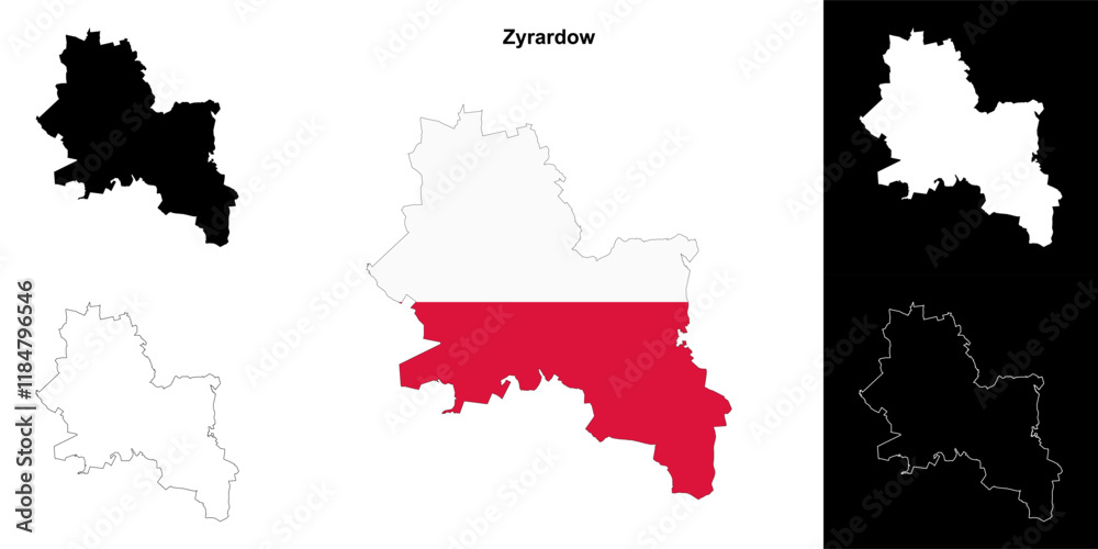 Fototapeta premium Zyrardow county outline map set