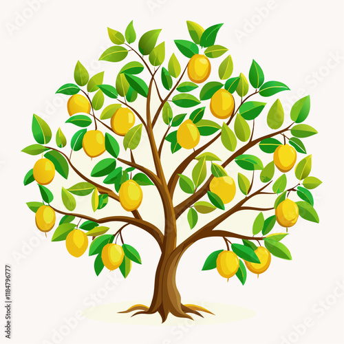 Flat botanical mango tree vector illustration (1)