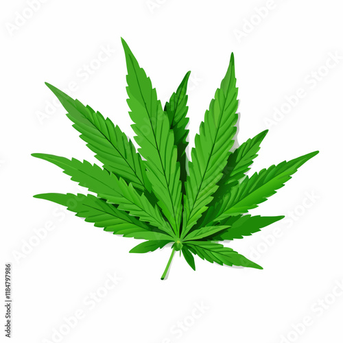 Green cannabis leaf isolated  white background vector illustration (2)