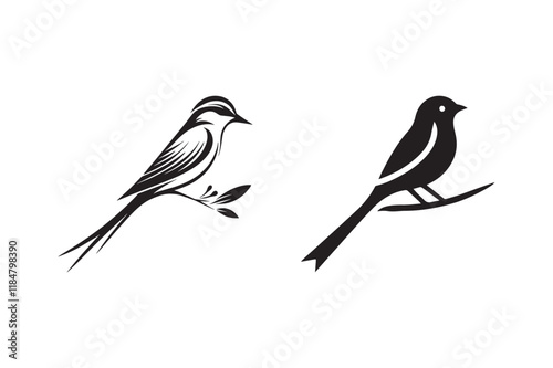 Bird Silhouettes on Branches for Minimalist Design