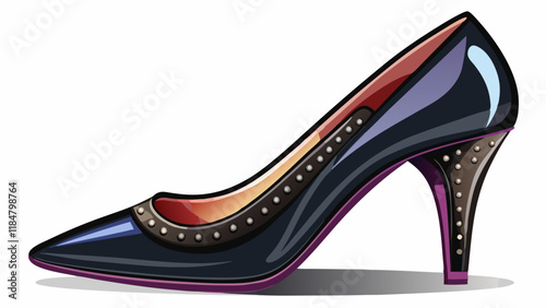 Black elegant shoe for woman on white, clipping path